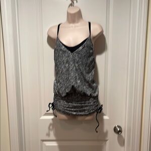 Athleta Black Ruched Tie side swim tankini from Athleta Maternity Medium 34D/DD